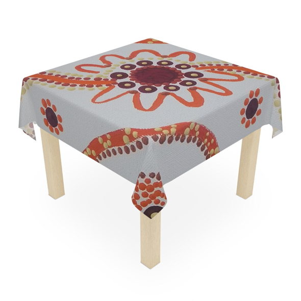 Vibrant Floral Tablecloth, Bohemian Kitchen Decor, 55.1" Square