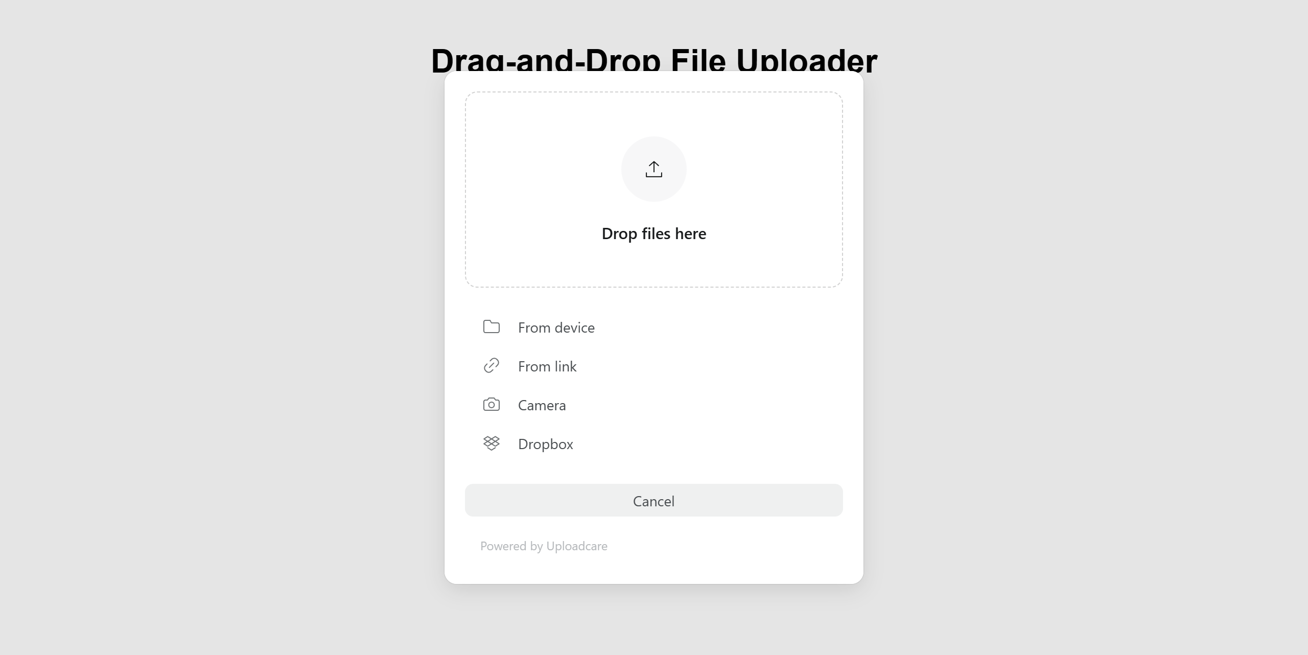 Uploadcare File Uploader embedded onto a page