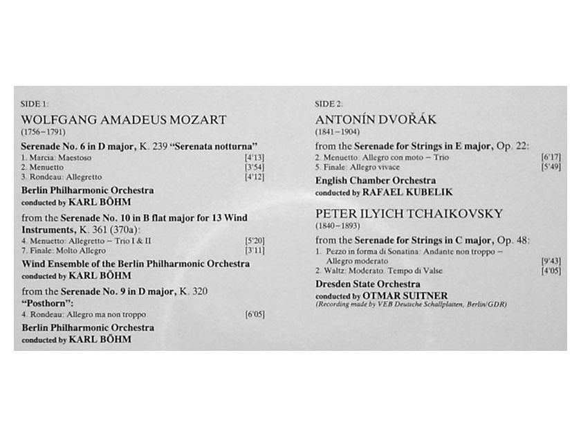 DG | Festival Serenade - Mozart, - Dvorak, Tchaikovsky / NM