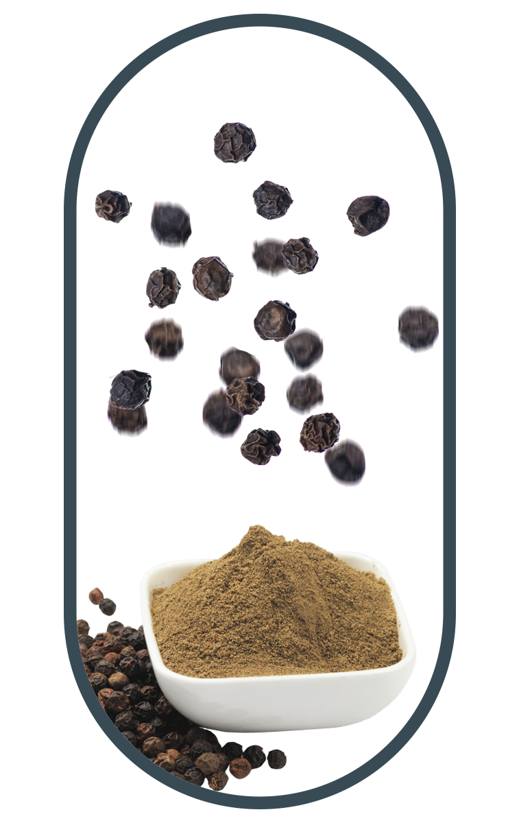 bowl of black pepper added in our Ashwagandha Dietary supplement Singapore