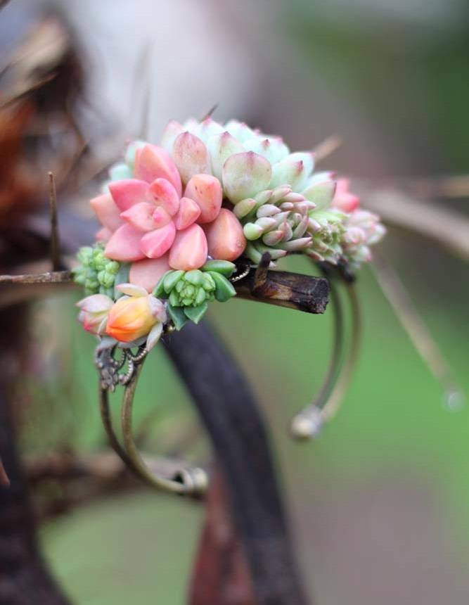 succulent cuff bracelet corsage wedding wrist