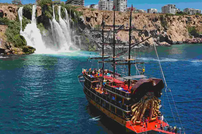 Pirate Boat Trip to Duden Waterfall in Antalya from Belek