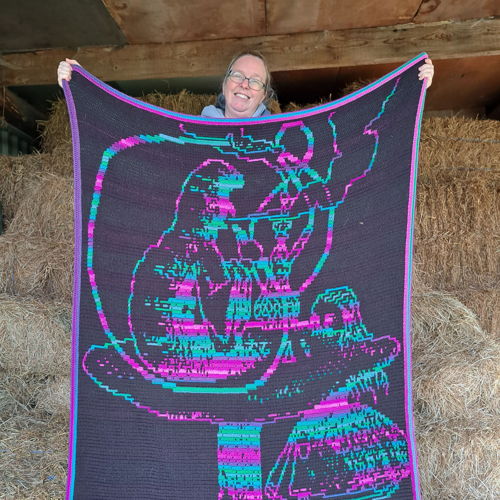 Alice and the Caterpillar | Alice in Wonderland Overlay Mosaic Crochet Blanket