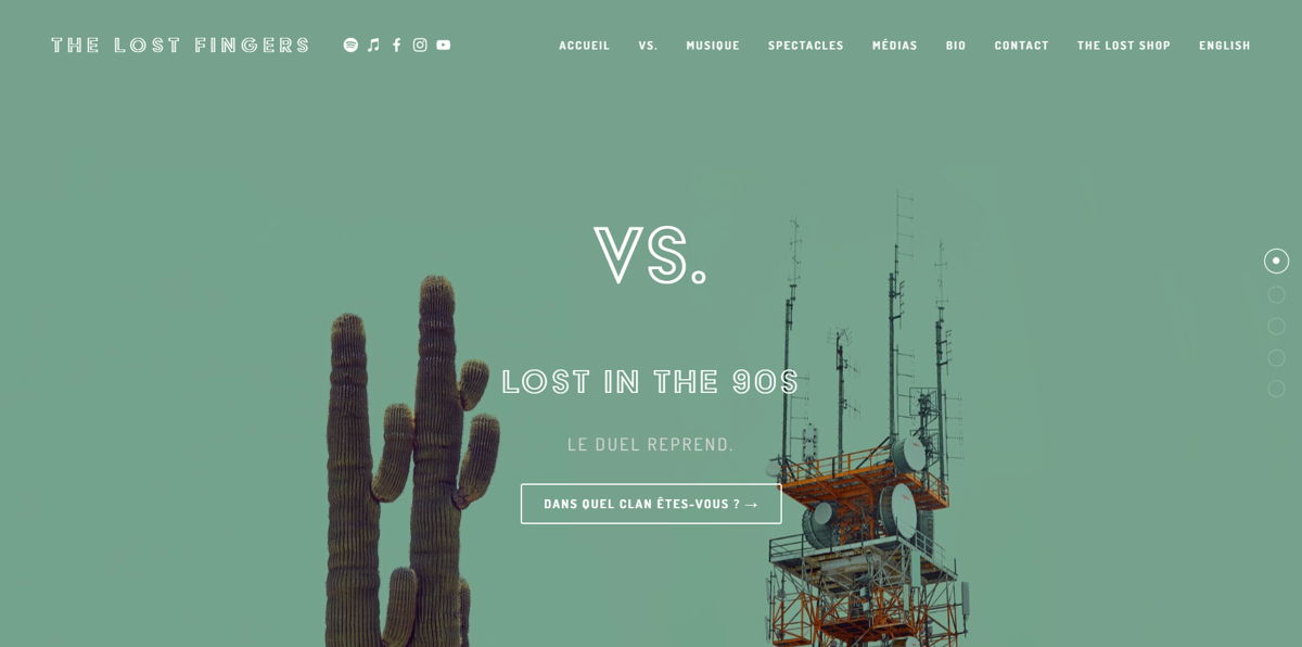 Screenshot of The Lost Fingers, from the band websites collection.