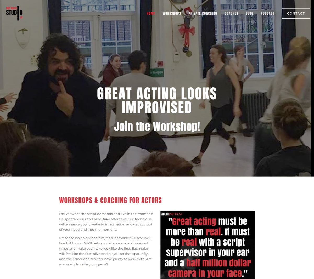 Screenshot of Rob Adler Studio, from the workshop websites collection.