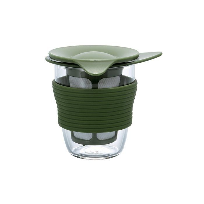 Hario handy tea maker travel mug in olive green