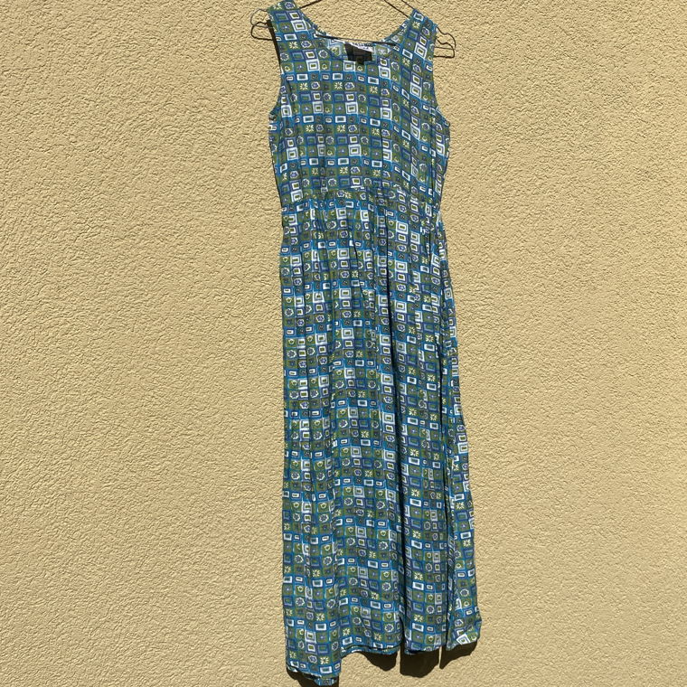 Blue/Green Dress with floral pattern