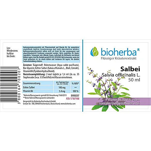 Salbei, Salvia officinalis L., Tropfen, Tinktur 50 ml