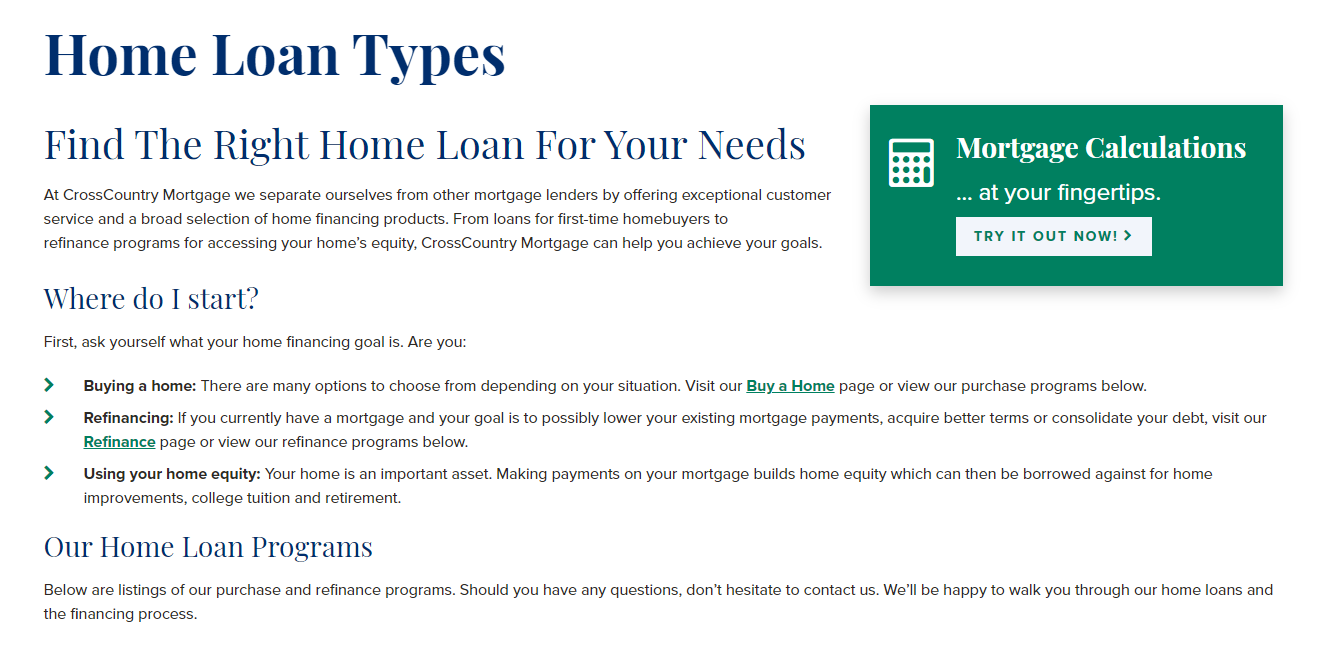 CrossCountry Mortgage product / service