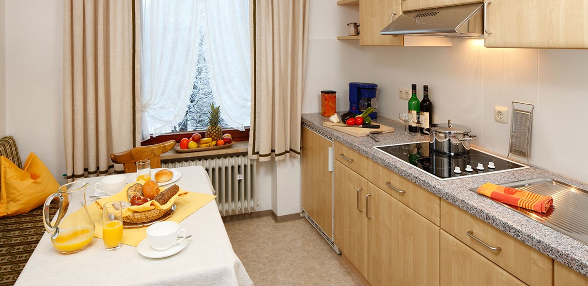 Kompakte Küche in der 60m² Wohnung in Pfronten bis 4 Personen