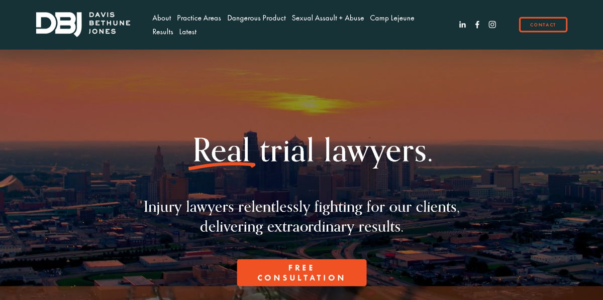 Screenshot of Davis, Bethune & Jones, from the law firm websites collection.