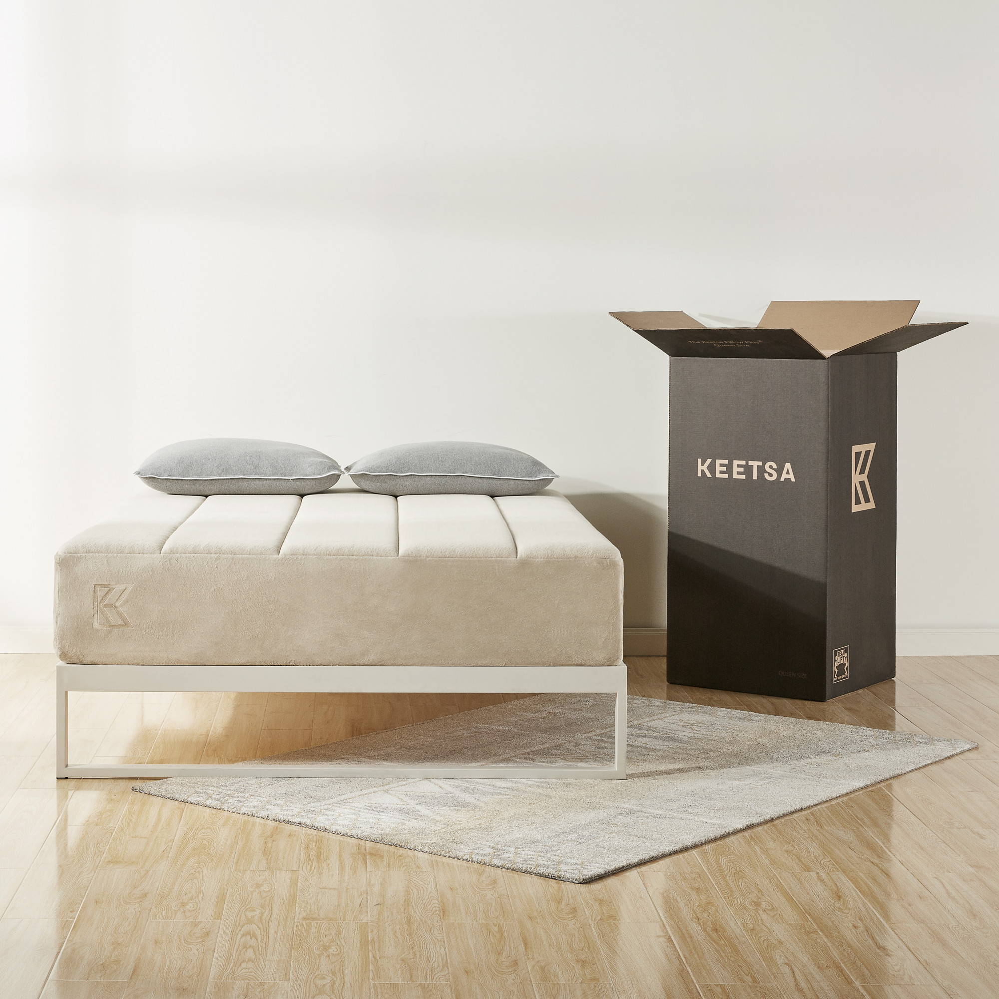 The Keetsa Tea Leaf Supreme Mattress in bedroom.