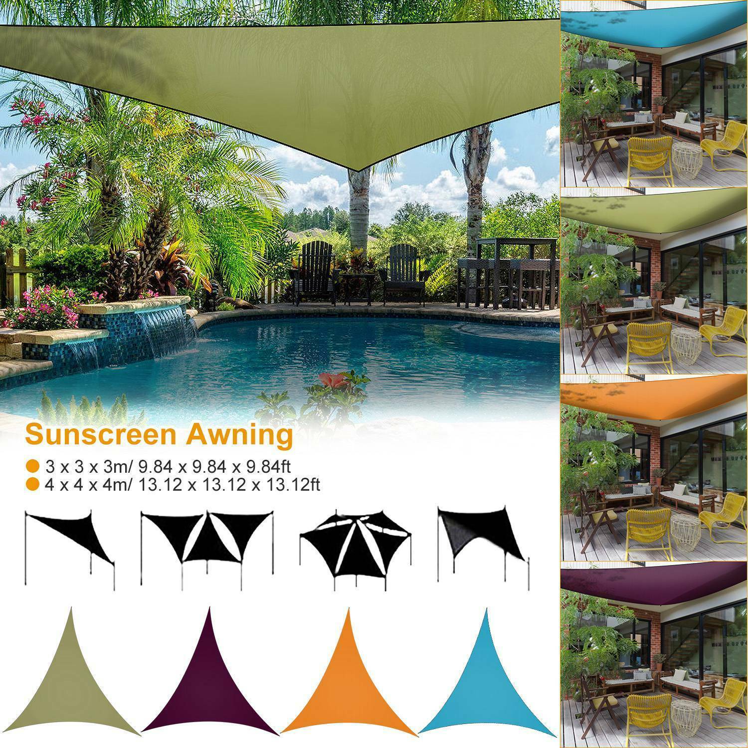 overlapping triangle shade sails