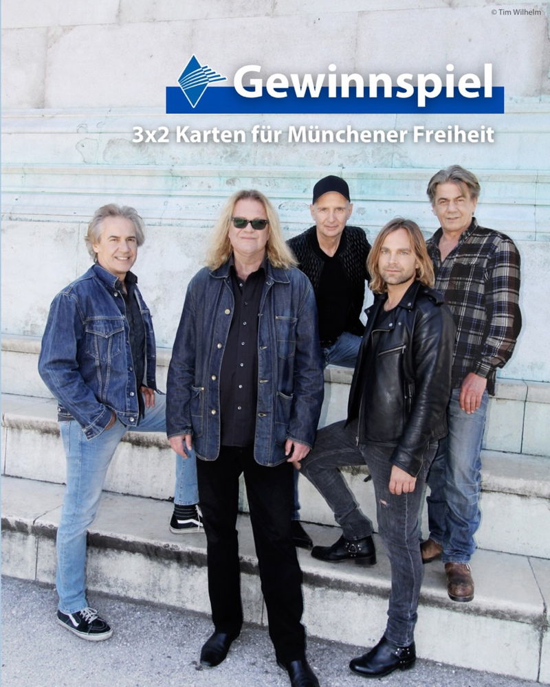 🎸 Gewinnspiel: 3x2 Karten für die Münchener Freiheit 🎸

🗓️ Donnerstag, 20. August 2026
📍 Innenhof der Münchner Residenz | München
💙 Heimspiel für die Münchener Freiheit mit Hits wie „Ohne dich (schlaf‘ ich heut‘ Nacht nicht ein“, „Oh Baby“, „Tausendm