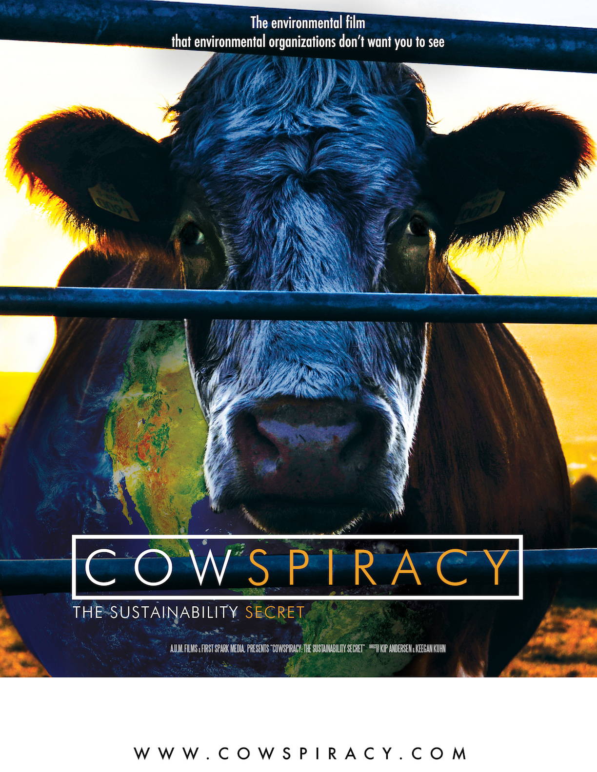 Poster of 'the Cowspiracy' that exposes the impact of large scale factory farming.