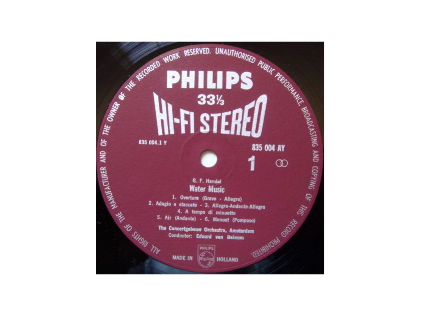 ★1st Press★ PHILIPS HI-FI STEREO / VAN BEIMUM, - Handel Water Music, NM!