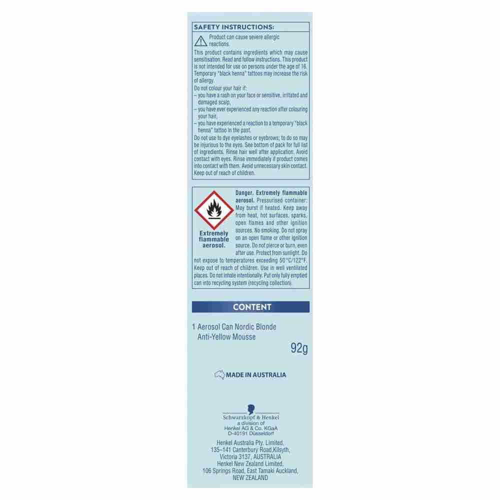 Schwarzkopf Nordic Blonde T1 Anti-Yellow Mousse - Image 5