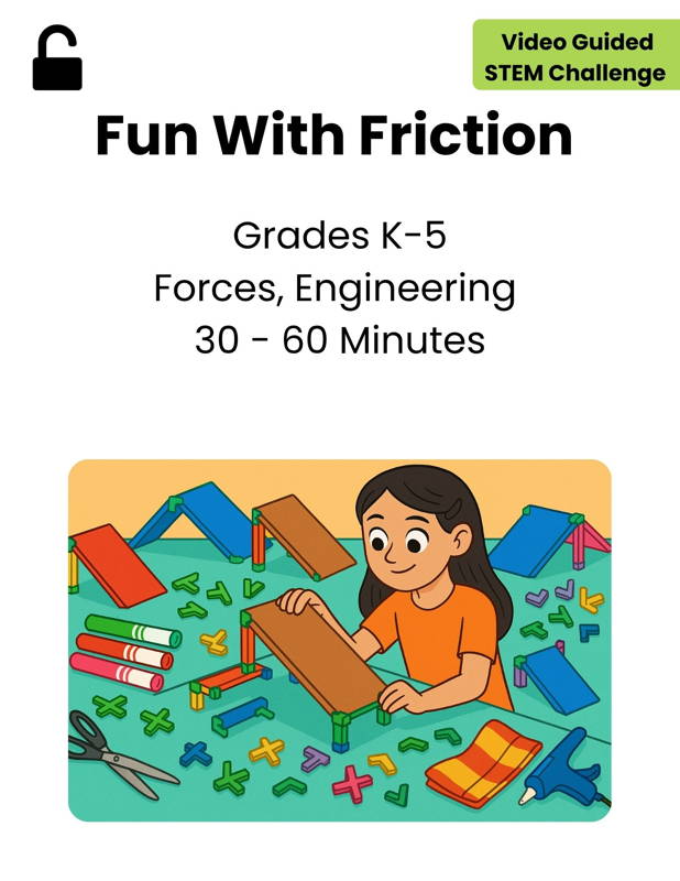 Image of a student testing surfaces for a friction STEM challenge using 3DuxDesign components, demonstrating a hands-on engineering activity that explores forces, motion, and real-world problem-solving. Ideal for K–5 classrooms seeking engaging project-based STEM learning experiences.