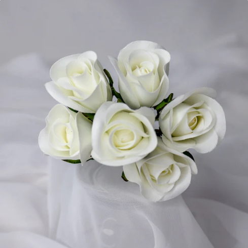 White Velveteen Rose Bud - Realistic Artificial Flowers