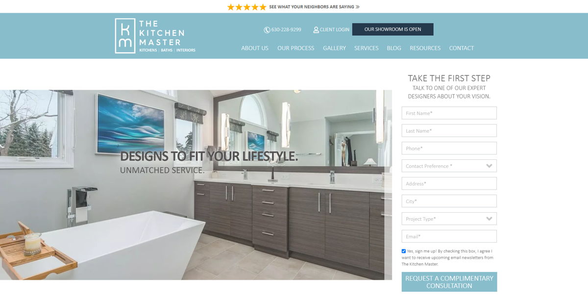 Screenshot of The Kitchen Master, from the contractor websites collection.