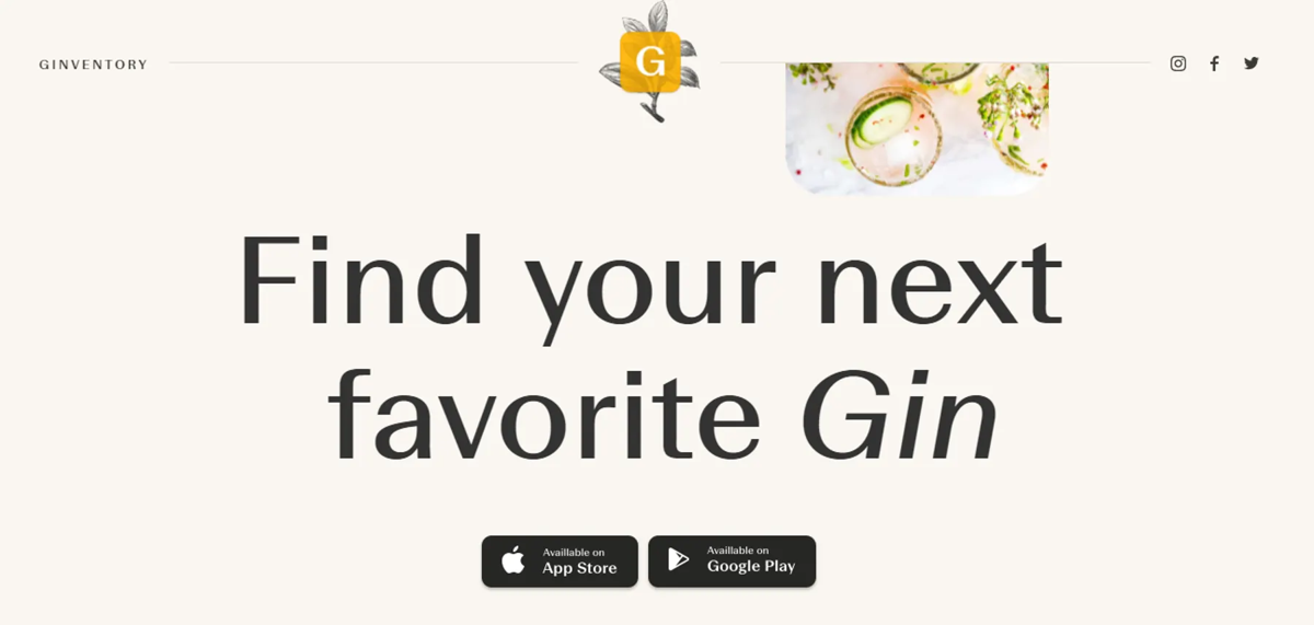 Screenshot of Ginventory, from the simple & minimal websites collection.