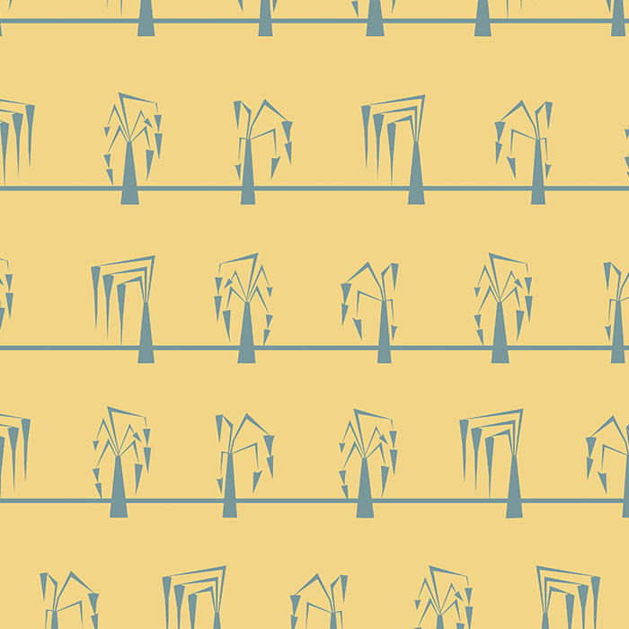 yellow & blue mid century pattern wallpaper pattern image