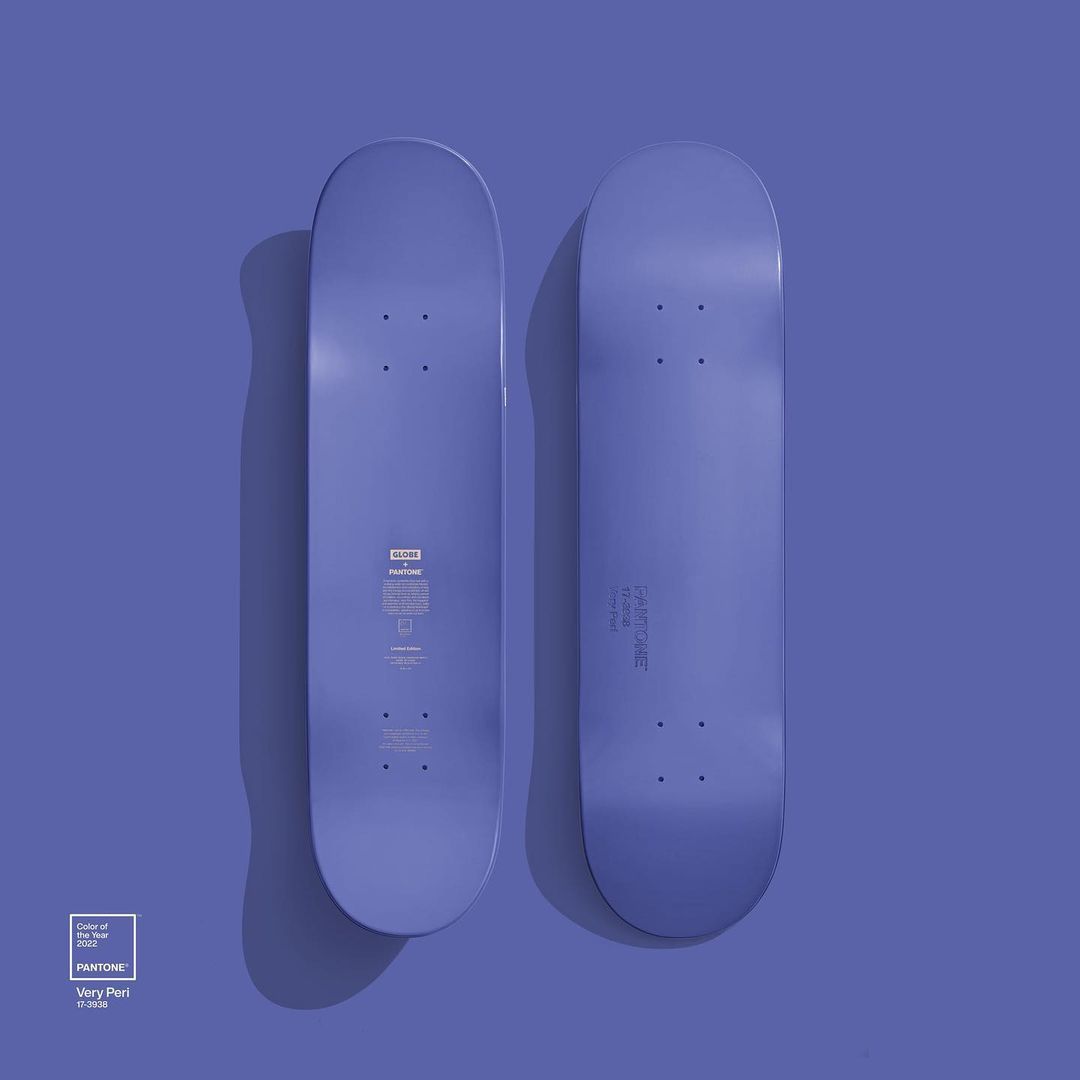 GLOBE and Pantone Collaborated On Limited-Edition Skateboard Collection Featuring A Very Peri Board | Dieline - Design, Branding & Packaging Inspiration