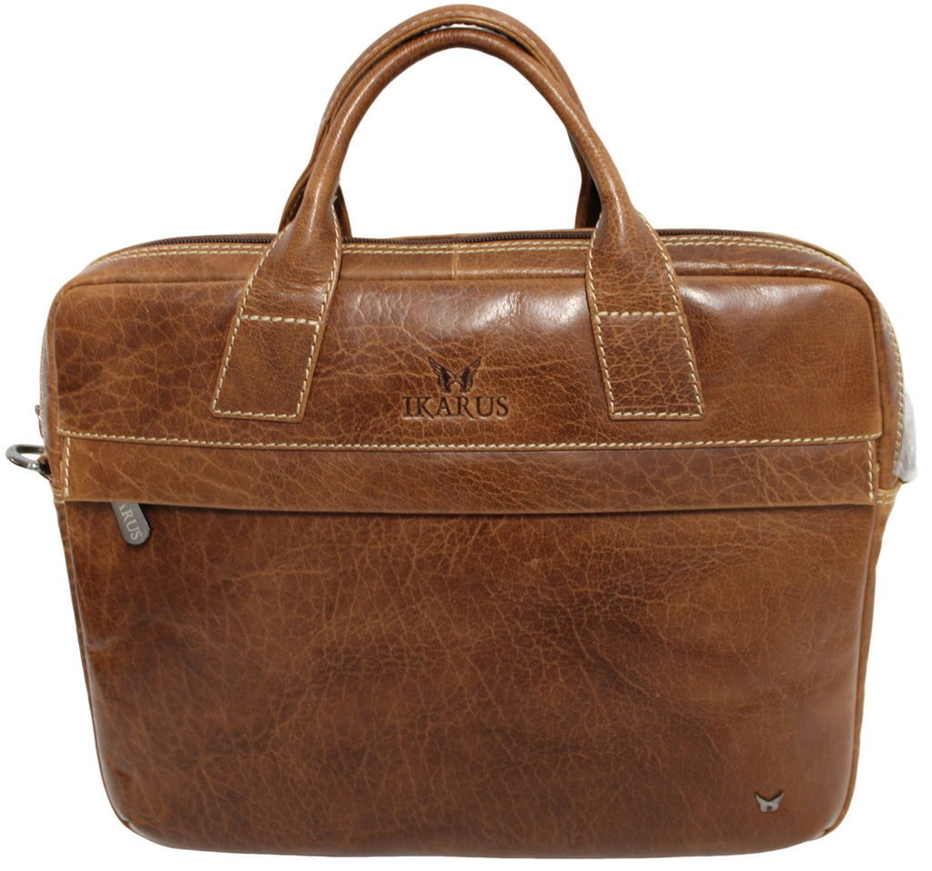 Quality Full Grain Leather Laptop Shoulder Bag - Image 11