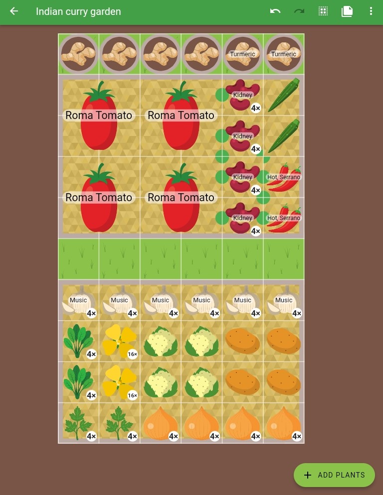 A screenshot of an Indian curry garden plan in Planter