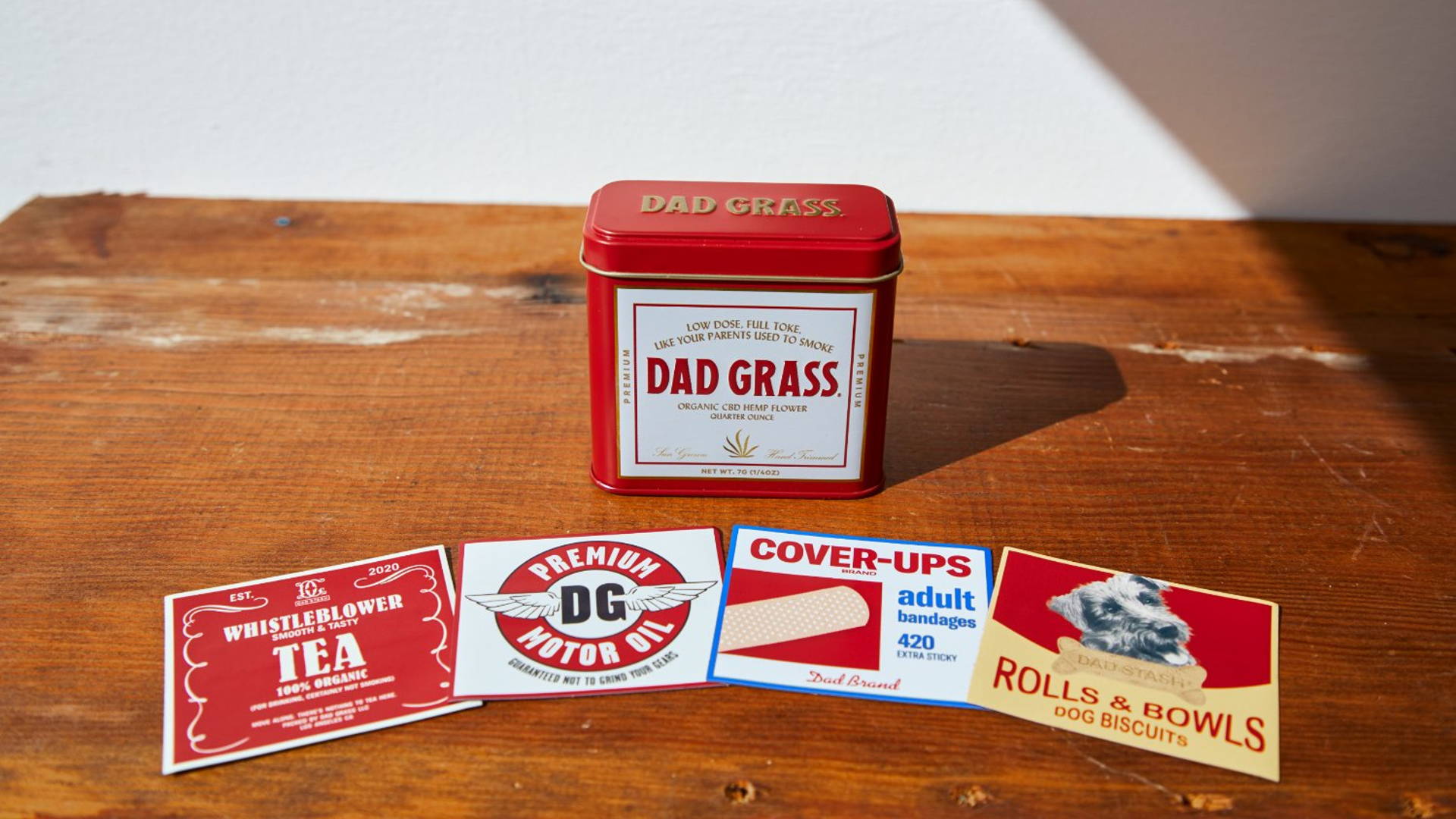 Featured image for Dad Grass CBD Flower Comes In Fun Decoy Stash Tins