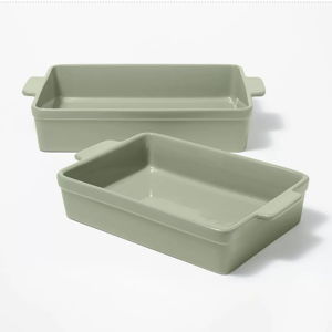 2pc Stoneware Rectangle Baking Dish Set in Sage Green - Figmint™