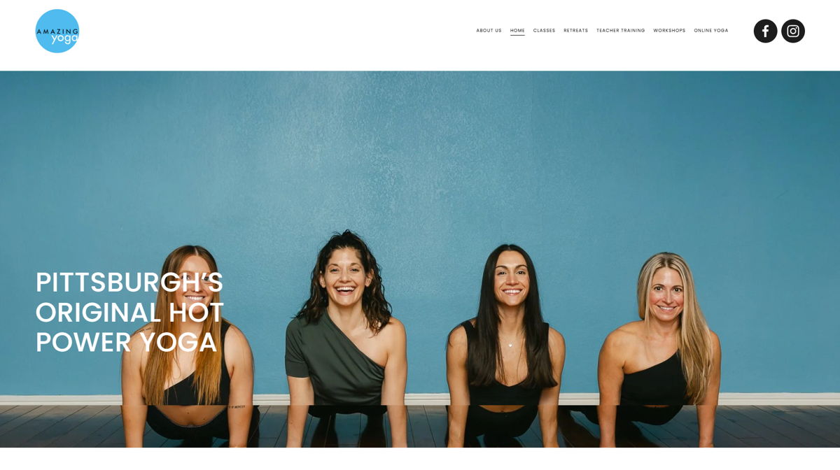 Screenshot of Amazing Yoga - Pittsburgh, from the squarespace yoga websites collection.
