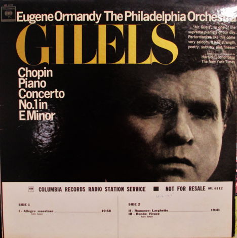 EMIL GILELS (VINATGE LP) - CHOPIN PIANO CONCERTO NO. 1 ...