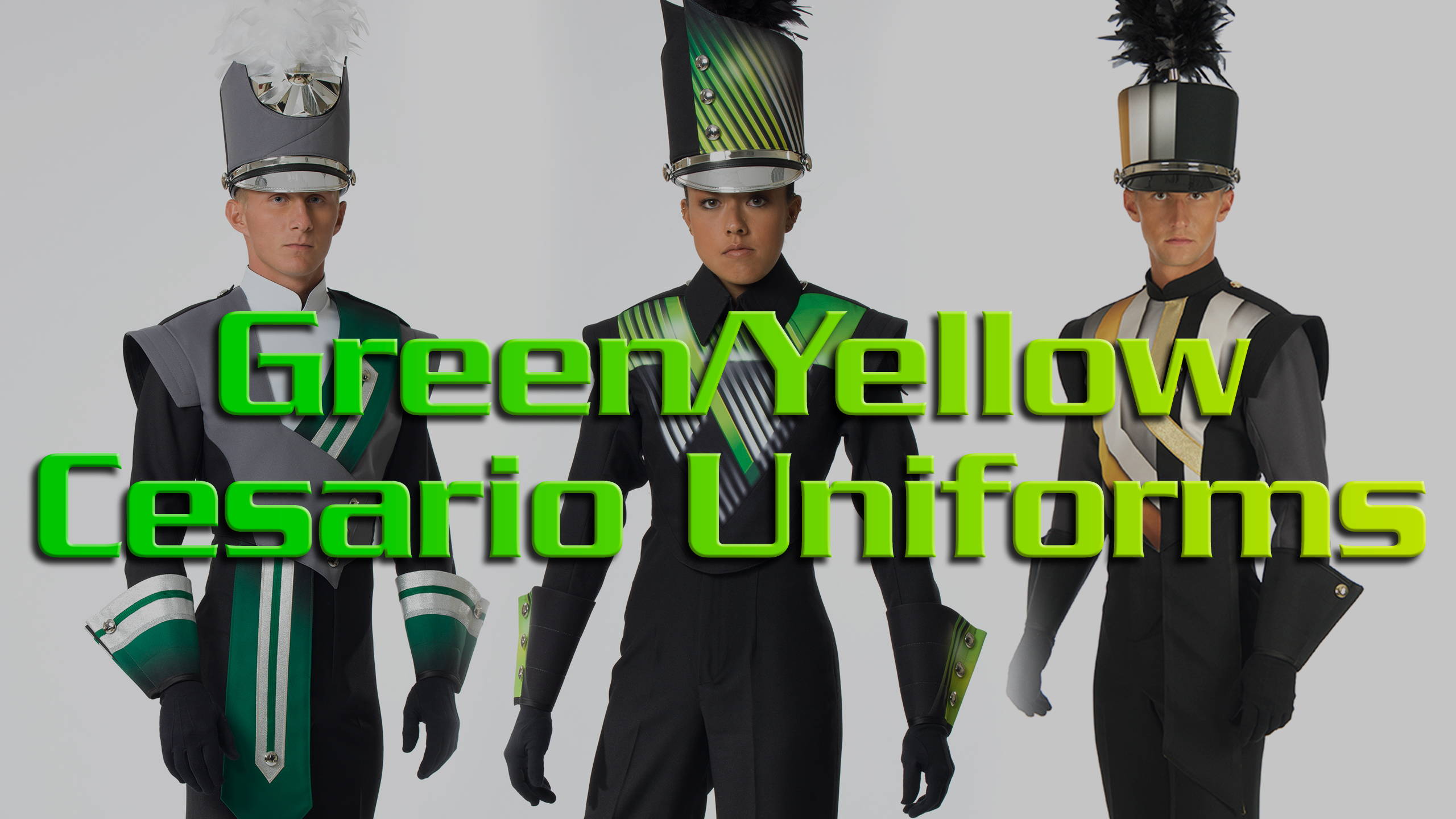 Green and White Marching Band Uniforms for rent