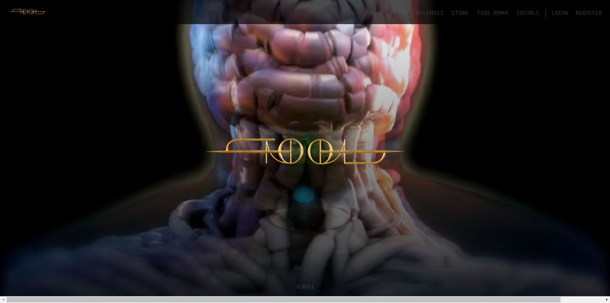 Screenshot of Tool, from the band websites collection.