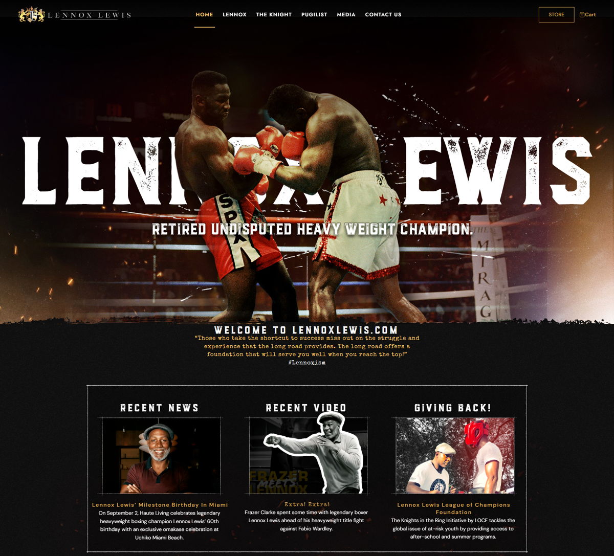 Screenshot of Lennox Lewis, from the athlete websites collection.