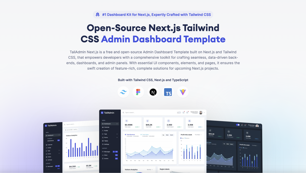 Free Next.js Tailwind Admin Dashboard Template - TailAdmin Next.js