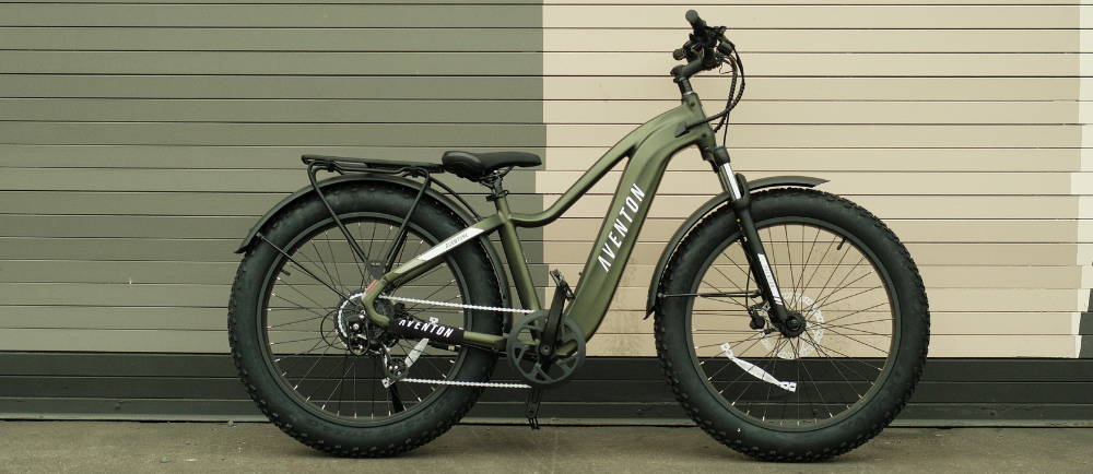 Aventon e-bike on its stand