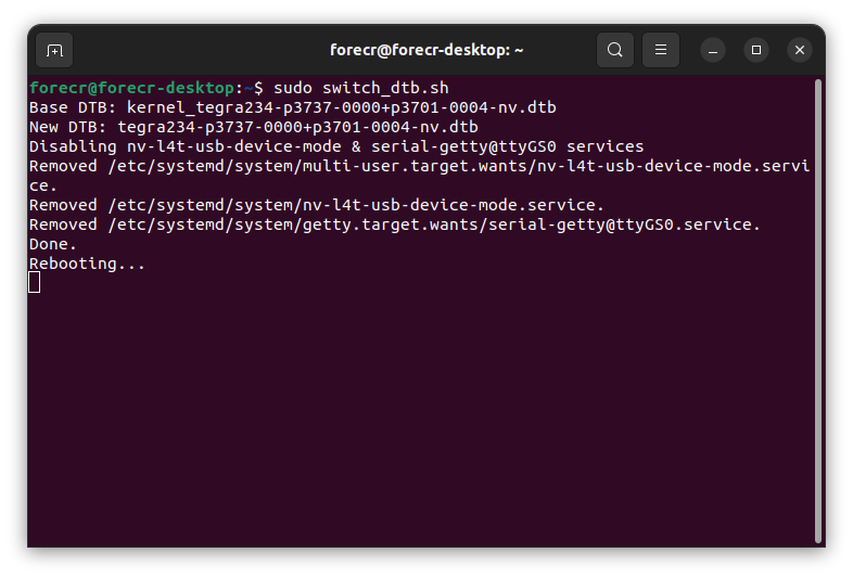Recovery USB mode switch command
