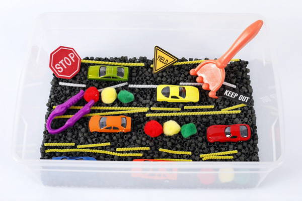 Cars Themed Sensory Bin