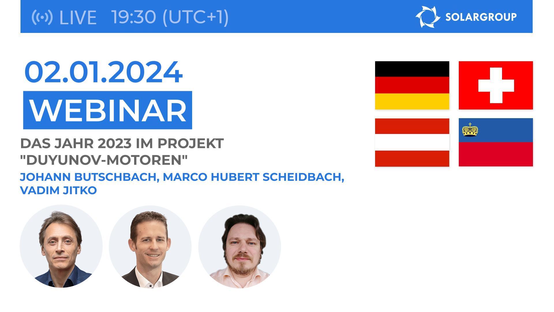 Die wichtigsten Ereignisse im Rahmen des Projekts "Duyunov-Motoren" und der Gesellschaft SOLARGROUP