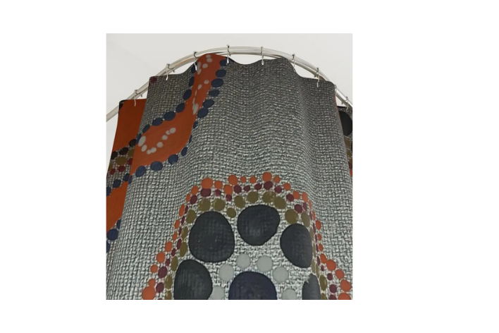Polyester Shower Curtain with Orange & Gray Dots Design love of Art - Image 4