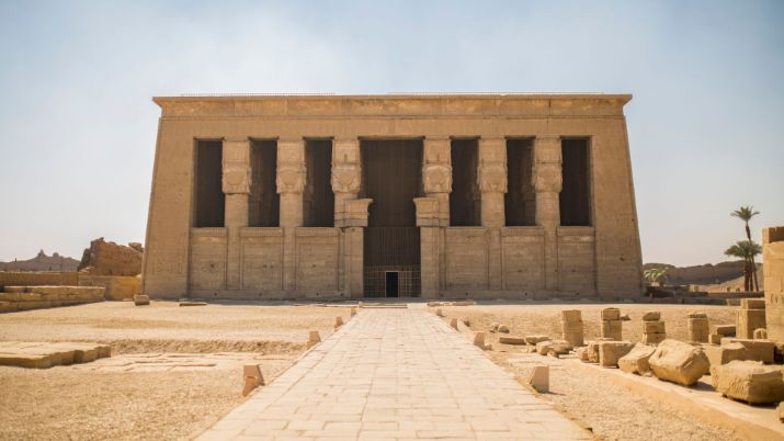 The Dendera Temple complex is located in the small town of Dendera, situated on the west bank of the Nile