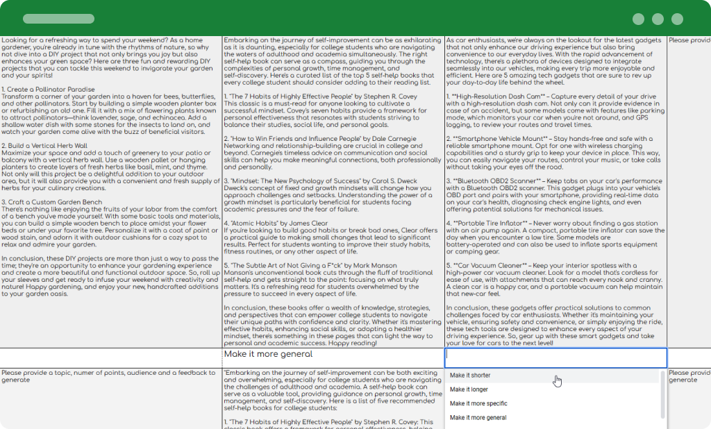 Writing feedback for editing