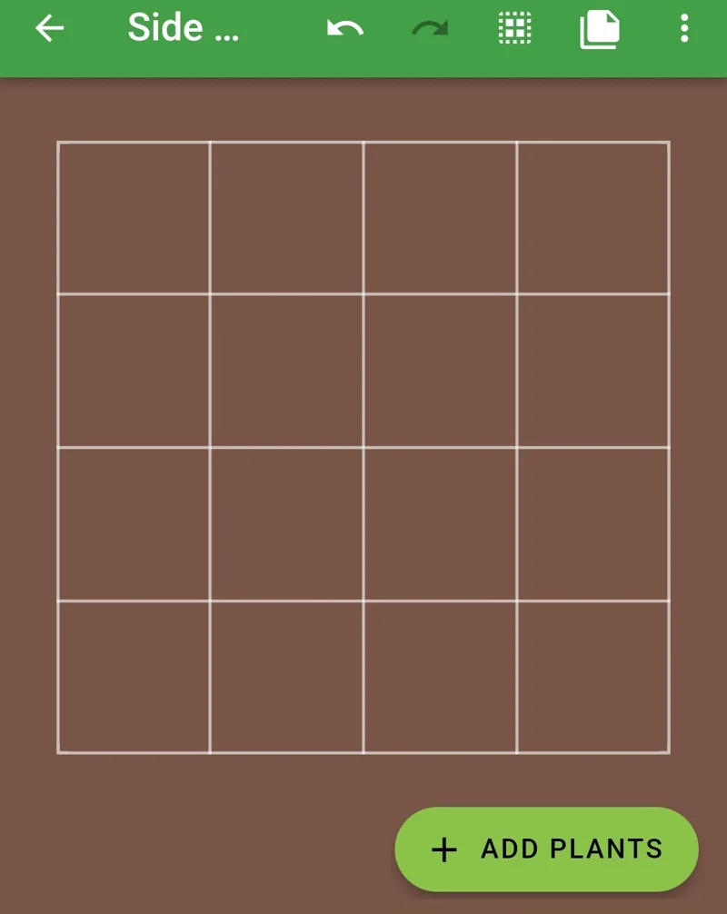 Screenshot of a garden with the Add Plants button