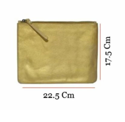 Quality Full Grain Leather Purse/ Clutch. LE 3548 - Gold. Hide & Chic - Image 6