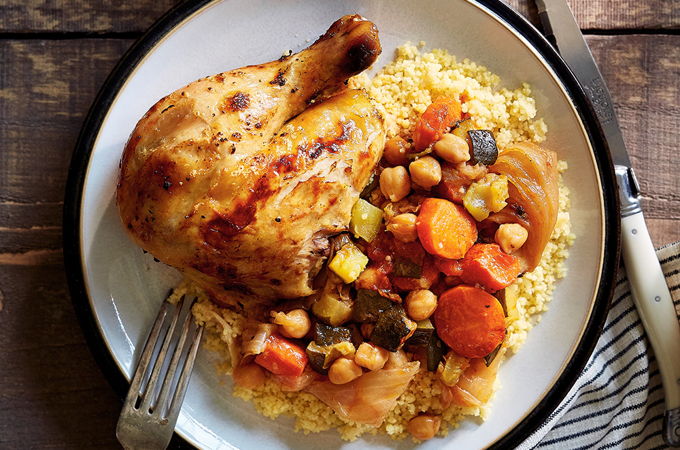 Roast Chicken with Herbes Salées and Vegetable Couscous