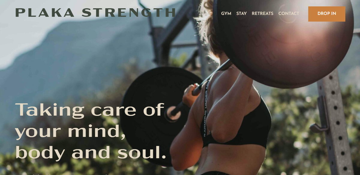 Screenshot of Plaka Strength, from the fitness websites collection.