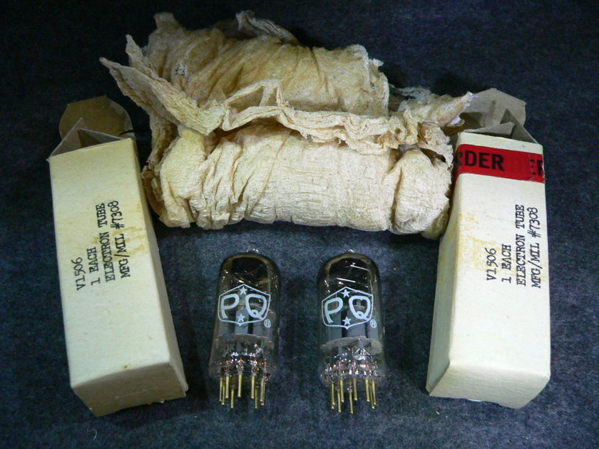 Amperex 7308 PQ D-Getter 1960 Platinum Matched Pair, NOS Mint, New in Box, Made in USA, Gold Pin Low Noise Phono Grade