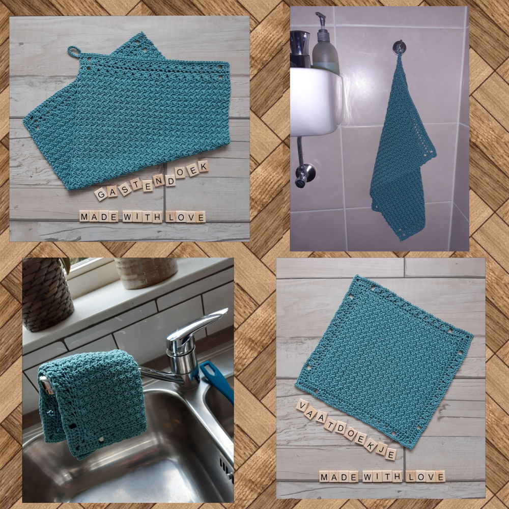 Hand towel and dishcloth "Made with Love"